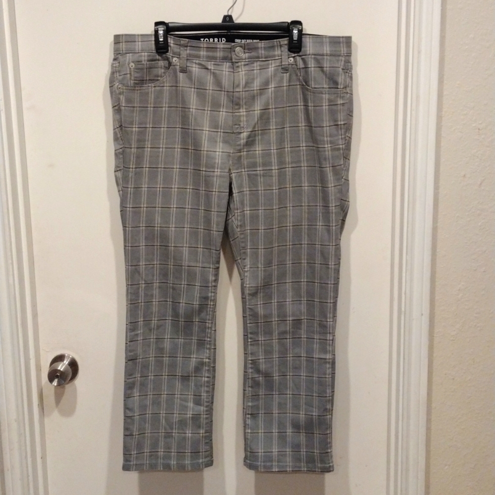 Torrid Gray Plaid Ankle Pants